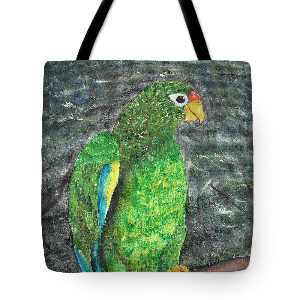 Puerto Rico Tote Bag featuring the painting Puerto Rican Parrot by Gloria E Barreto-Rodriguez