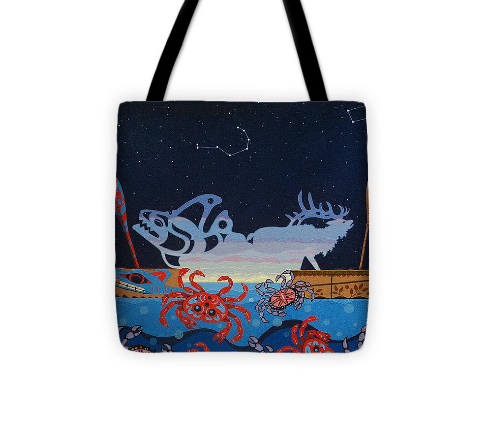 America Tote Bag featuring the painting Pull Together by Chholing Taha