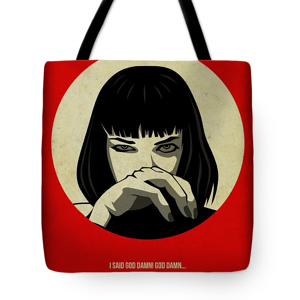 Pulp Fiction Tote Bag featuring the painting Pulp Fiction Poster by Naxart Studio