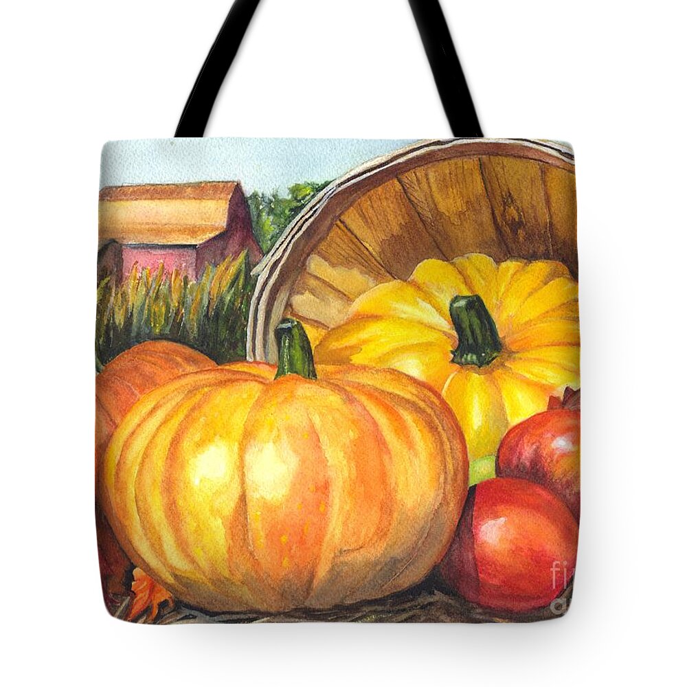 Pumpkin Tote Bag featuring the painting Pumpkin Pickin by Carol Wisniewski