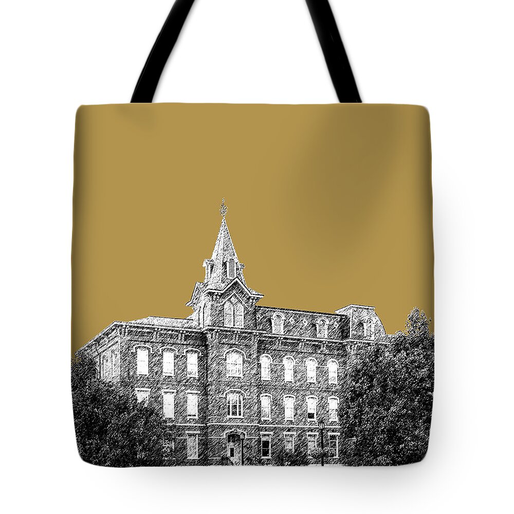 University Tote Bag featuring the digital art Purdue University - University Hall - Brass by DB Artist