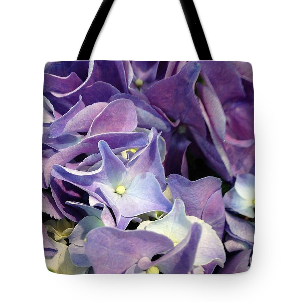 Hydrangeas Tote Bag featuring the photograph Purple Hydrangeas by Marian Lonzetta