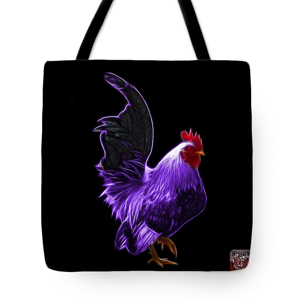 Rooster Tote Bag featuring the digital art Purple Rooster Pop Art - 4602 - bb - James Ahn by James Ahn