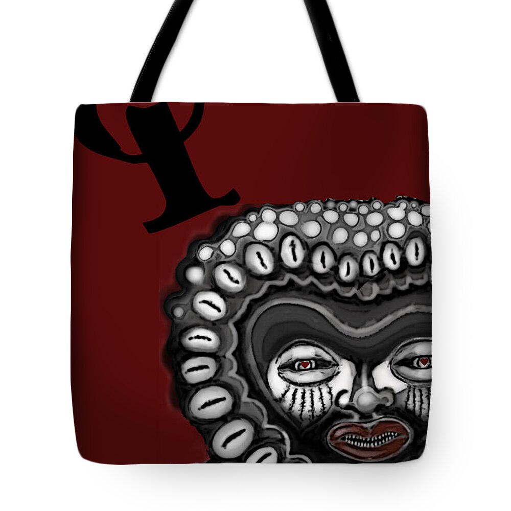 Queen-of-hearts Tote Bag featuring the painting Q-of-H of Africa by Carol Jacobs