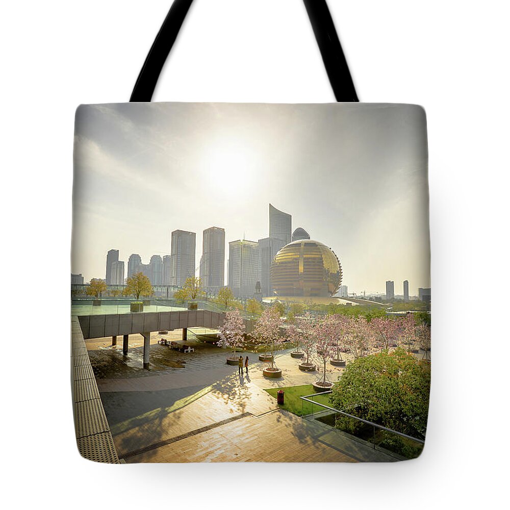 Tranquility Tote Bag featuring the photograph Qianjiang New Town In Spring March 2013 by Andy Brandl