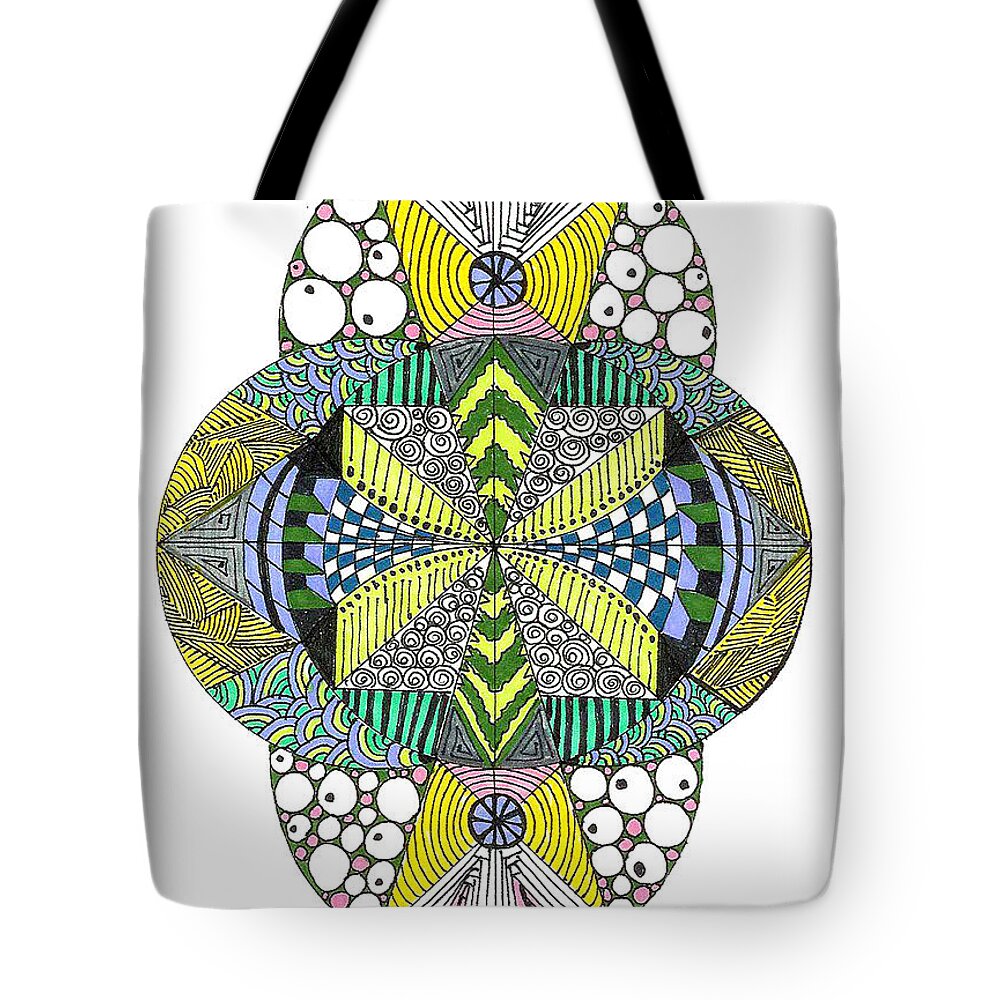 Zentangle Tote Bag featuring the drawing Quandry by Ruth Dailey