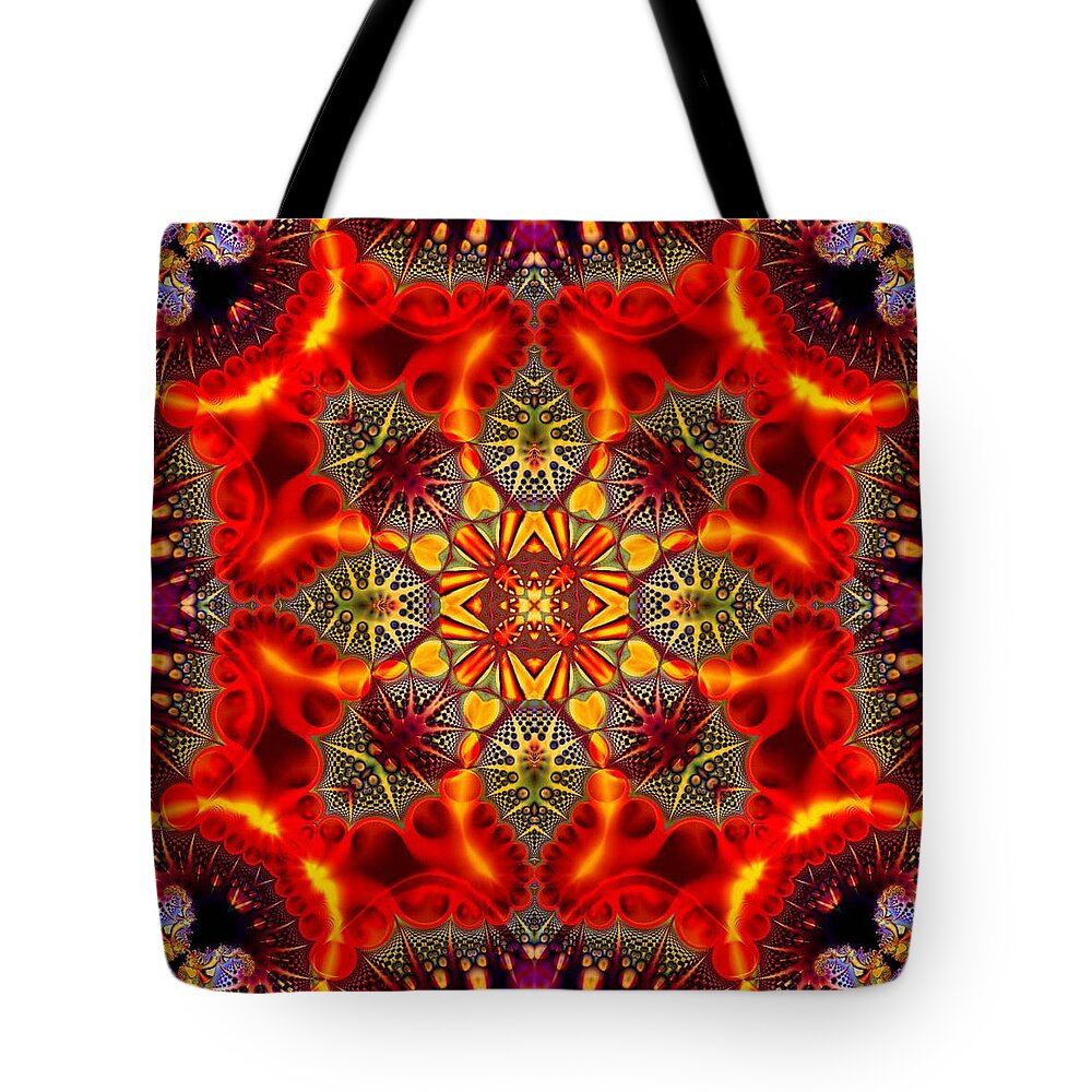 Kaleidoscope Tote Bag featuring the digital art Quasar Kaleidoscope No 2 by Charmaine Zoe