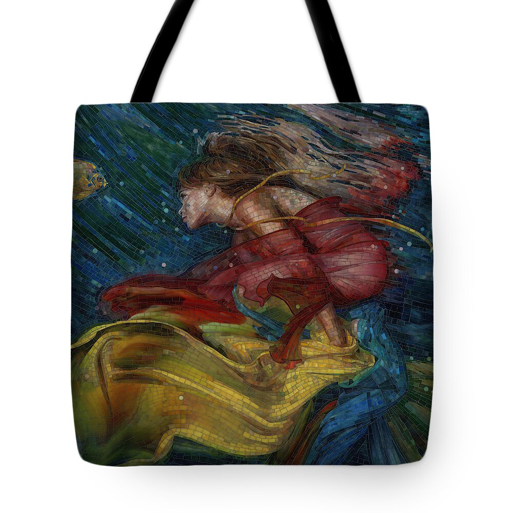 Angelfish Tote Bag featuring the glass art Queen of the Angels by Mia Tavonatti