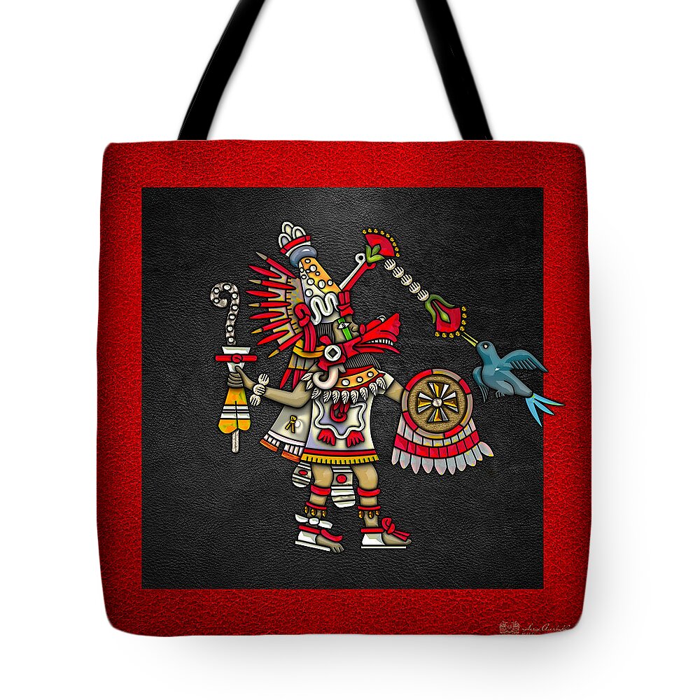 'treasures Of Mesoamerica' Collection By Serge Averbukhh Tote Bag featuring the digital art Quetzalcoatl in human warrior form - Codex Magliabechiano by Serge Averbukh