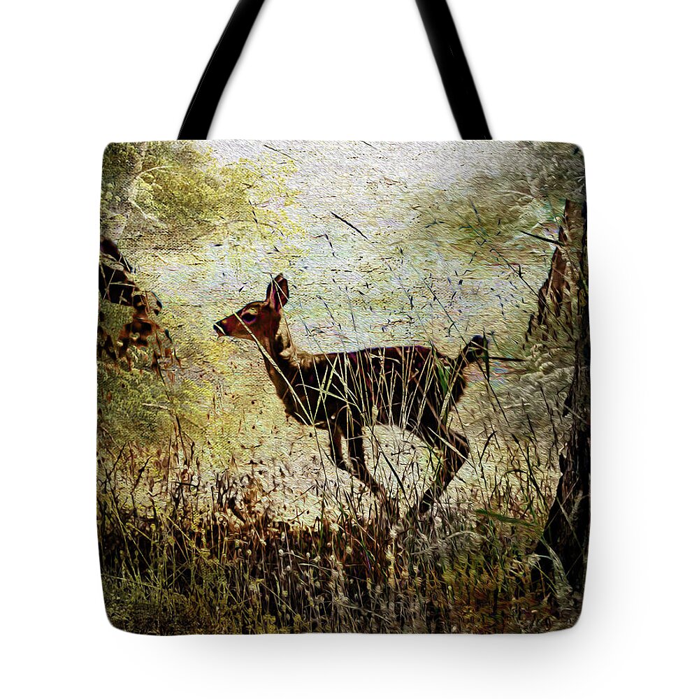 Fawn Tote Bag featuring the photograph Quick by Kathy Bassett