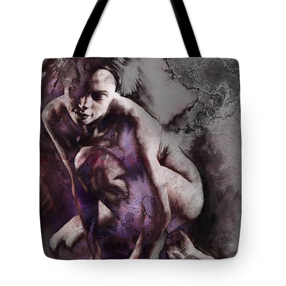 Quiescent Tote Bag featuring the drawing Quiescent with texture by Paul Davenport