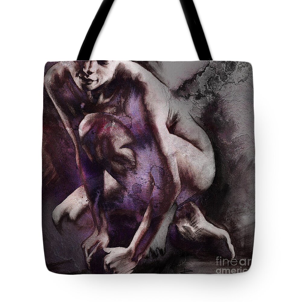 Quiescent Tote Bag featuring the drawing Quiescent. textured. SQUARE by Paul Davenport
