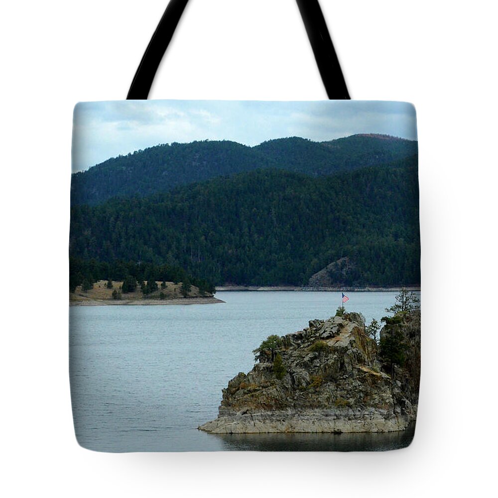 Dakota Tote Bag featuring the photograph Quiet Morning at Pactola by Greni Graph