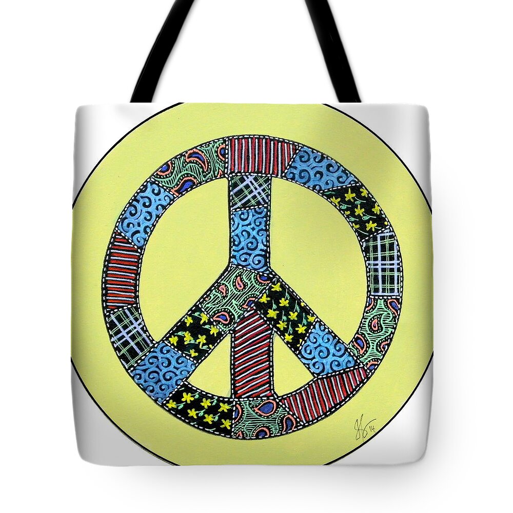 Peace Tote Bag featuring the painting Quilted Peace by Jim Harris