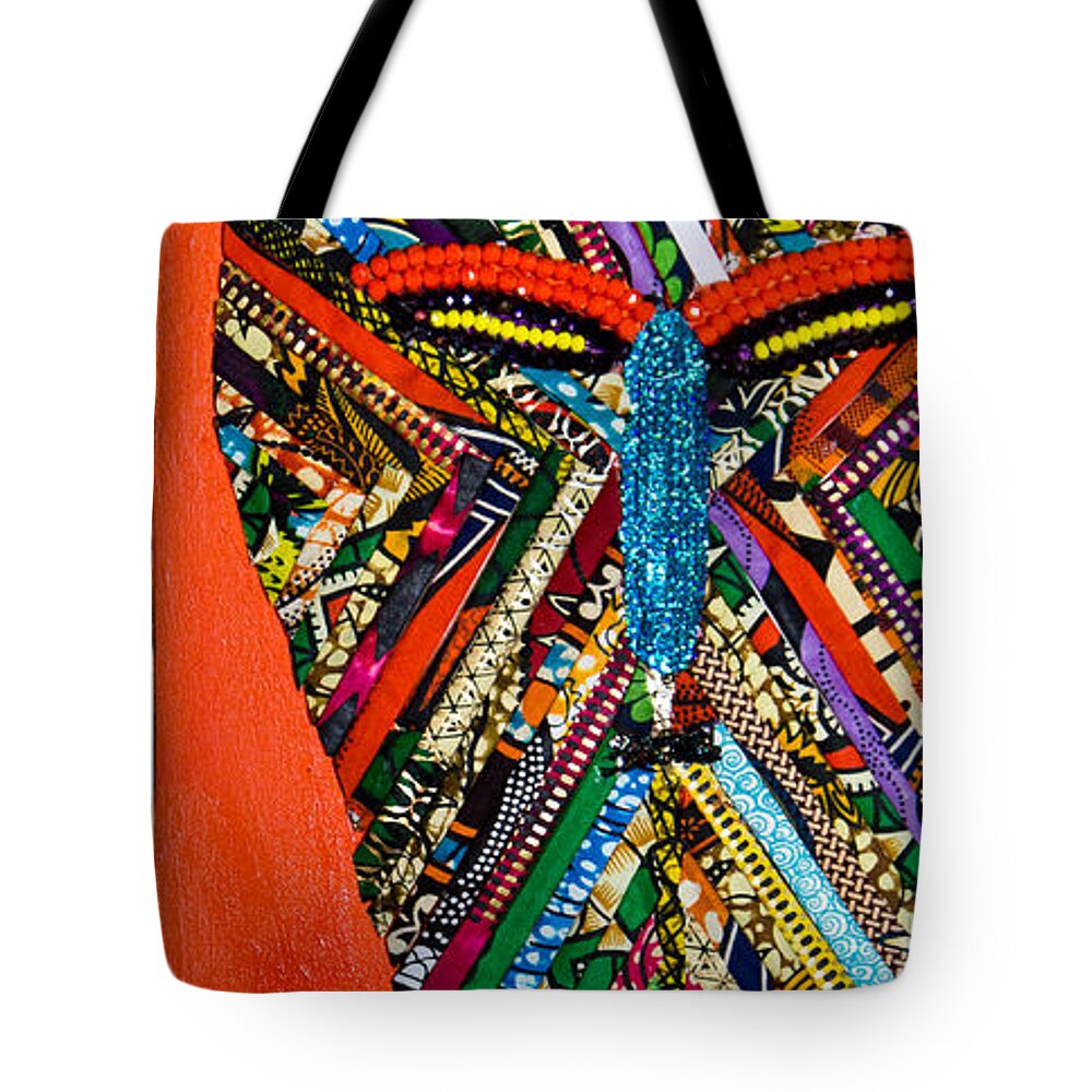 Tribal Tote Bag featuring the tapestry - textile Quilted Warrior by Apanaki Temitayo M
