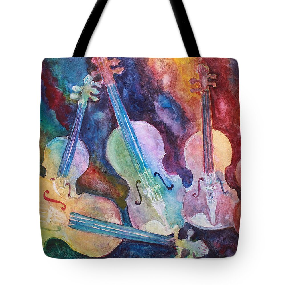 Violin Tote Bag featuring the painting Quintet in Color by Jenny Armitage