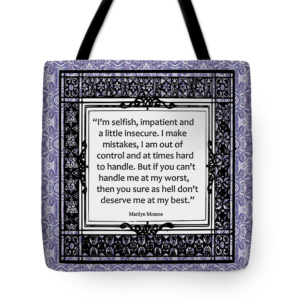 Marilyn Monroe Tote Bag featuring the painting Quote - Marilyn Monroe by Barbara St Jean