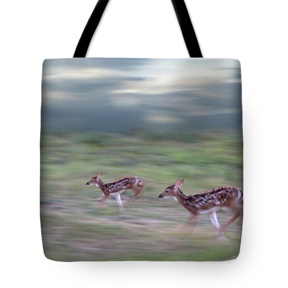 Action Tote Bag featuring the digital art Race Me by Bill Stephens