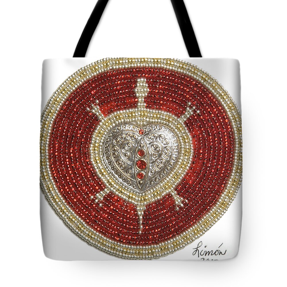 Turtle Tote Bag featuring the mixed media Silver and Gold Heart Turtle by Douglas Limon
