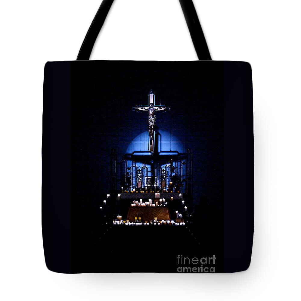 Christ Tote Bag featuring the photograph Radiant Light by Frank J Casella