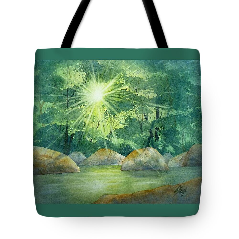 Sun Tote Bag featuring the painting Radiant Recess by Gigi Dequanne