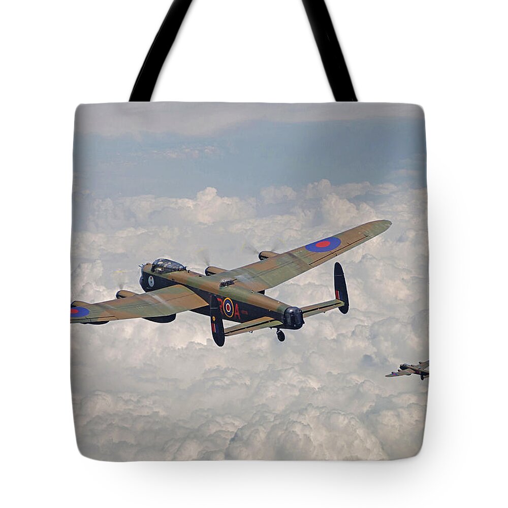 Aircraft Tote Bag featuring the photograph RAF Lancaster - Conclusion by Pat Speirs