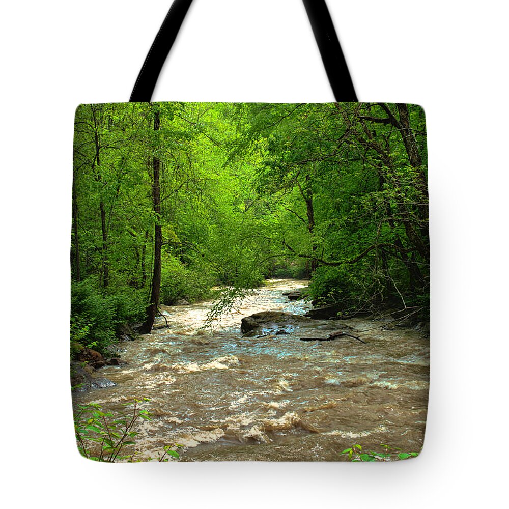 Featured Art Tote Bag featuring the photograph Raging Waters - West Virginia Backroad by Paulette B Wright