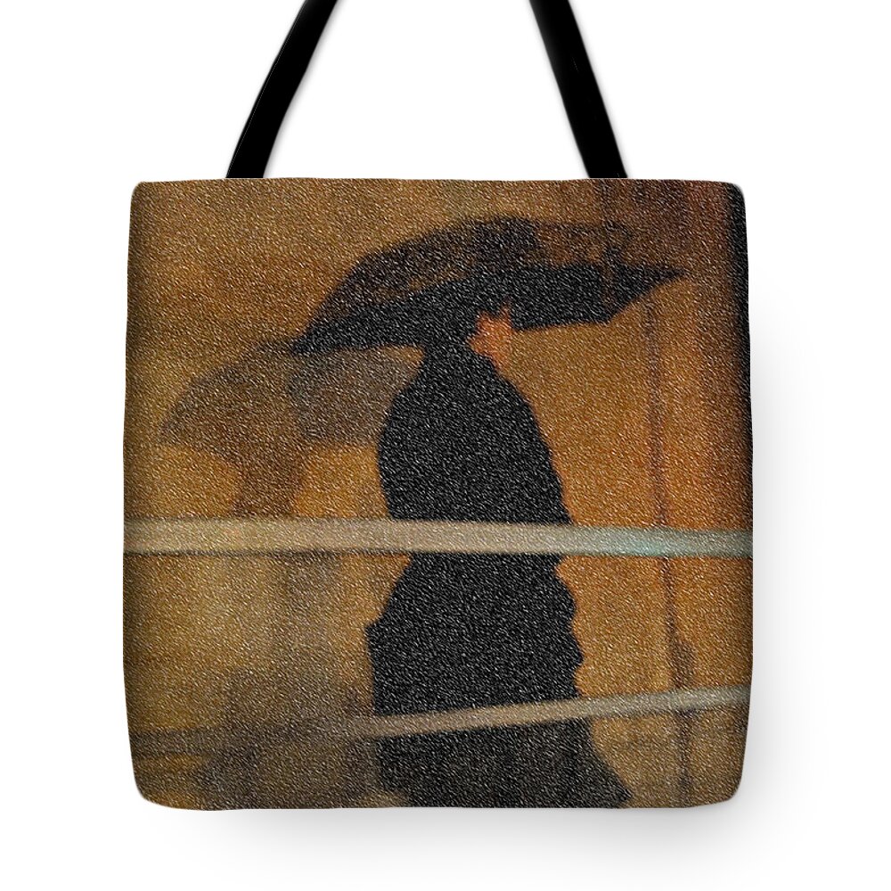 Ireland Tote Bag featuring the photograph Rain. Lady in Black. Impressionism by Jenny Rainbow