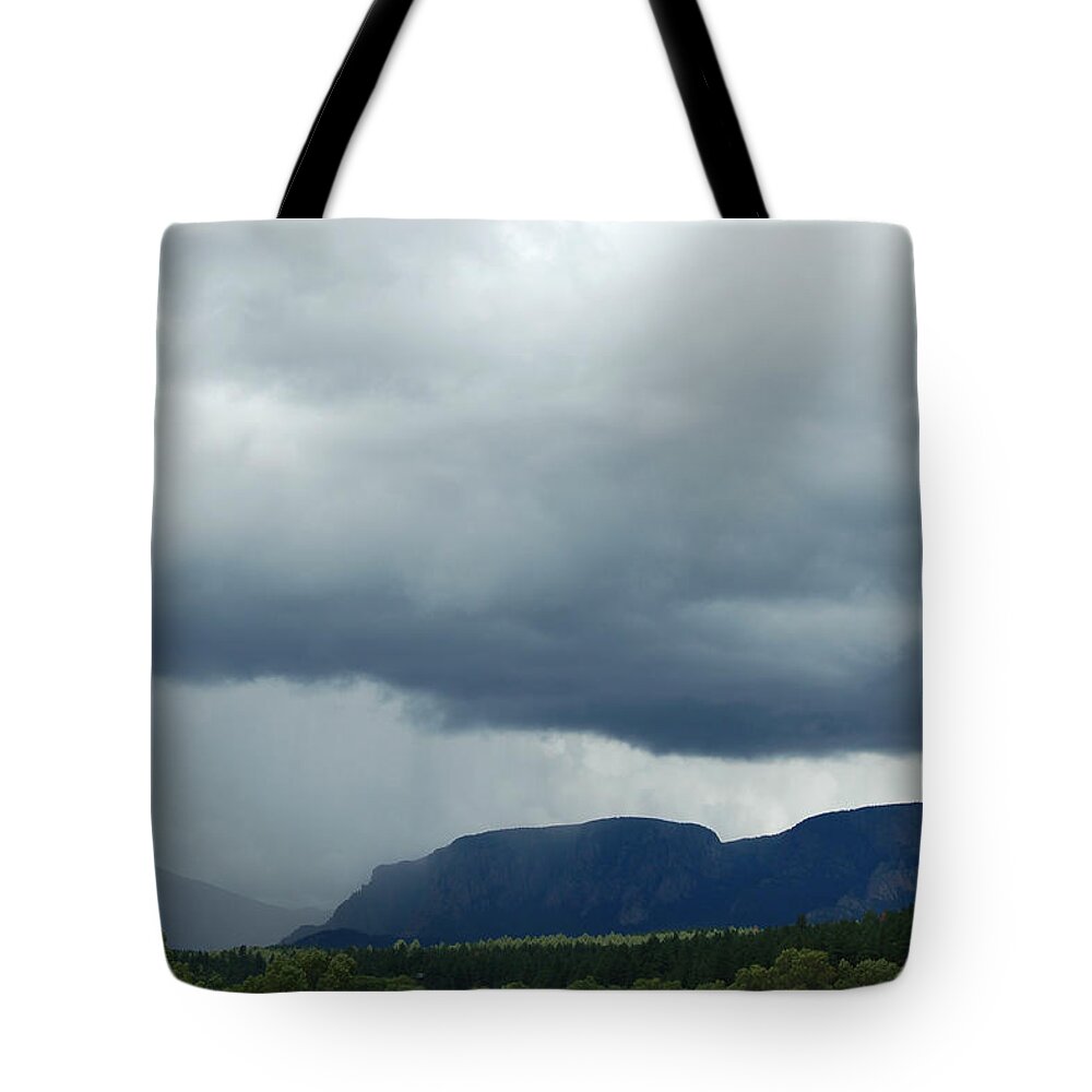 Dakota Tote Bag featuring the photograph Rain on Hermit's Peak by Greni Graph