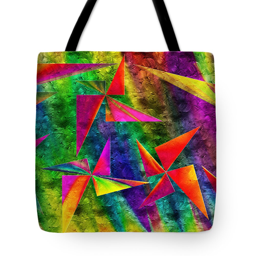 Abstract Tote Bag featuring the digital art Rainbow Bliss - Pin Wheels - Painterly - Abstract - H by Andee Design