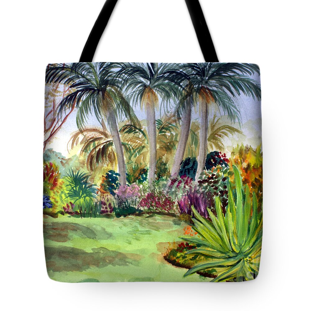 Beautiful Tote Bag featuring the painting Rainbow Garden at Mounts Botanical by Donna Walsh