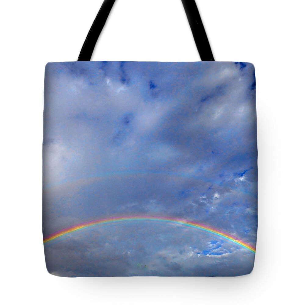 Clouds Tote Bag featuring the photograph Rainbow Morning by Claudia Goodell
