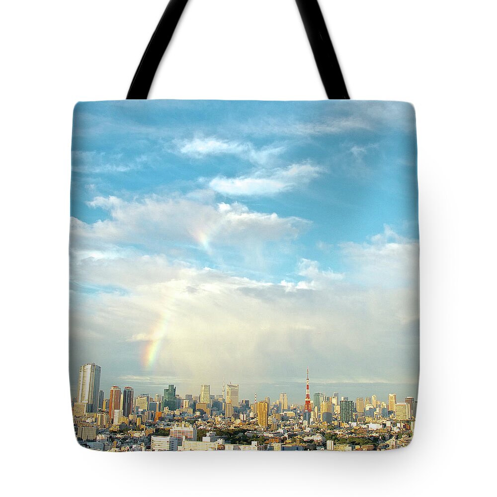 City Tote Bag featuring the photograph Rainbow Over Tokyo by Keiko Iwabuchi