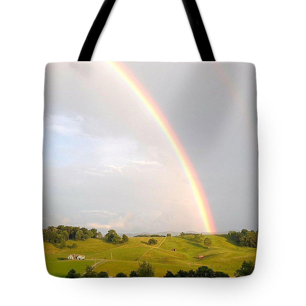Rainbow Tote Bag featuring the photograph Rainbow over Virginia by Teresa Tilley