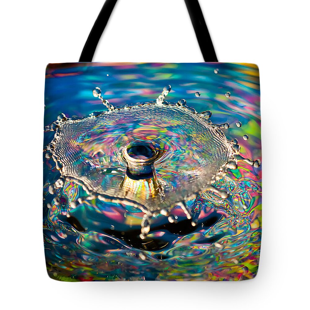 Drop Tote Bag featuring the photograph Rainbow Splash by Anthony Sacco