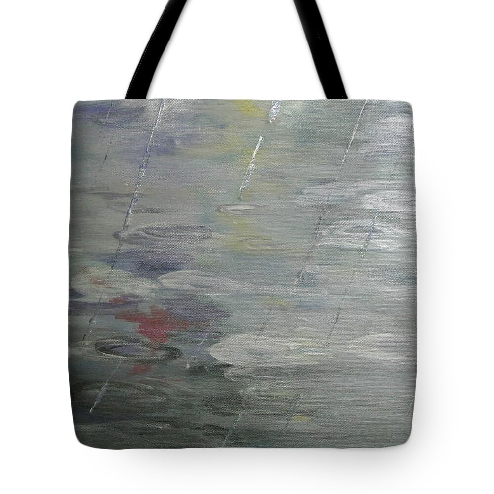 Rain Tote Bag featuring the painting Raindrops by Lynne McQueen