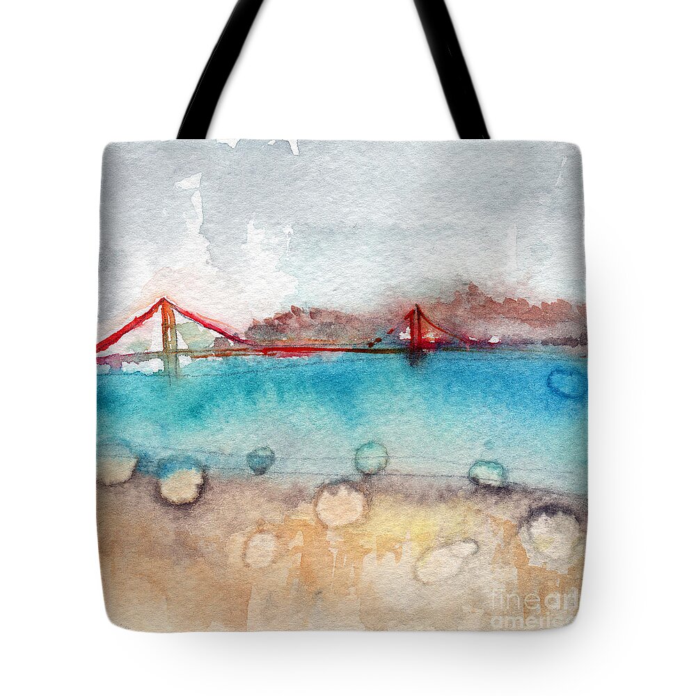San Francisco Tote Bag featuring the painting Rainy Day In San Francisco by Linda Woods
