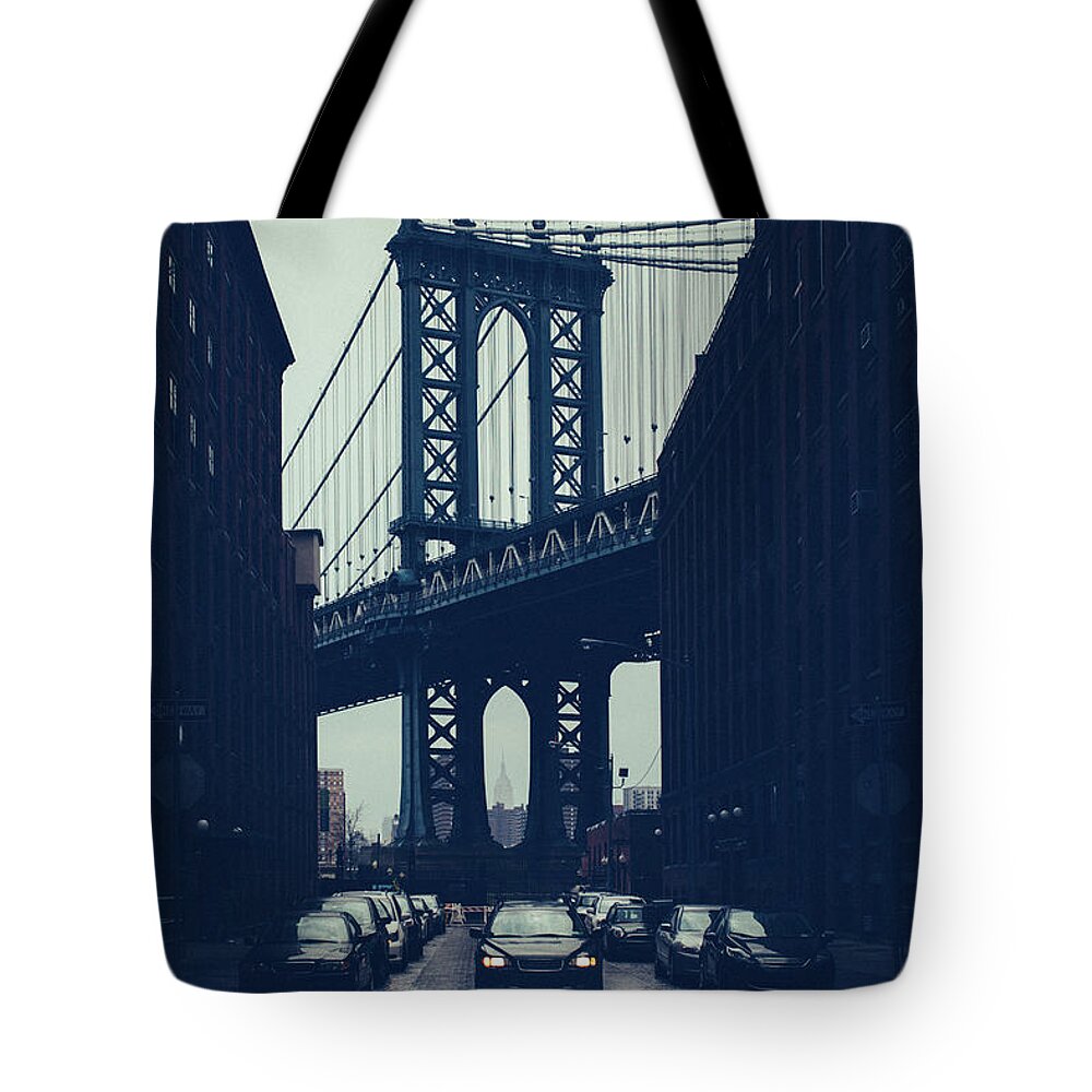 Parking Lot Tote Bag featuring the photograph Rainy New York City by Ferrantraite
