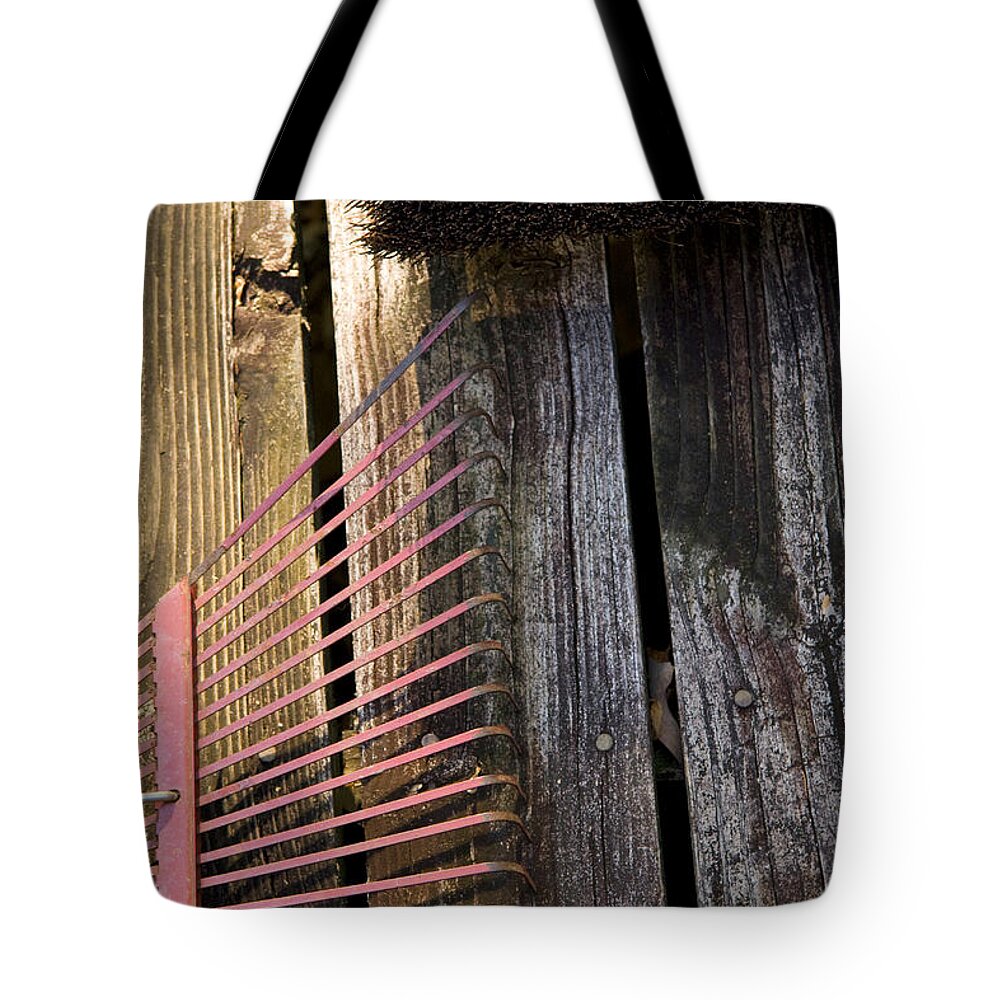 Garden Tools Tote Bag featuring the photograph Rake and Broom by Melinda Fawver