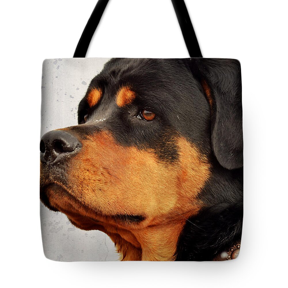 Dog Tote Bag featuring the mixed media Ranch Dog on Watch by Kae Cheatham
