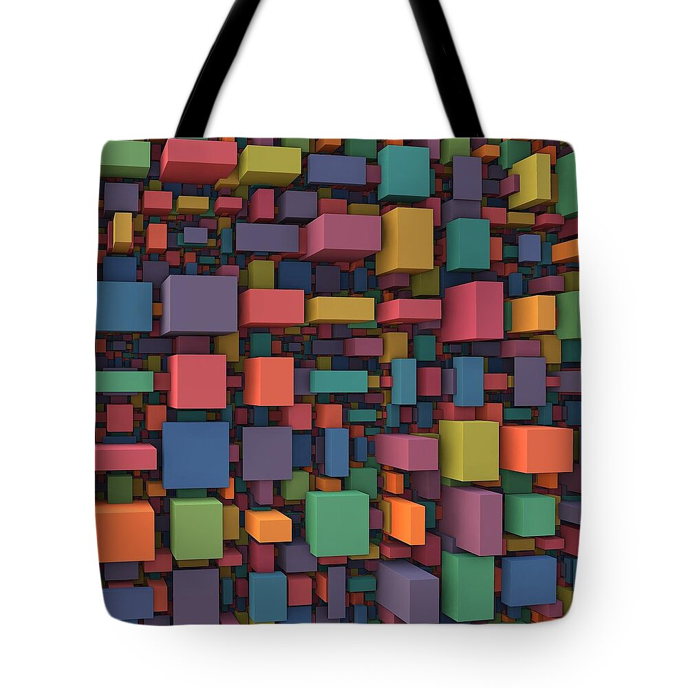 Cubes Tote Bag featuring the digital art Random Cubes by Lyle Hatch