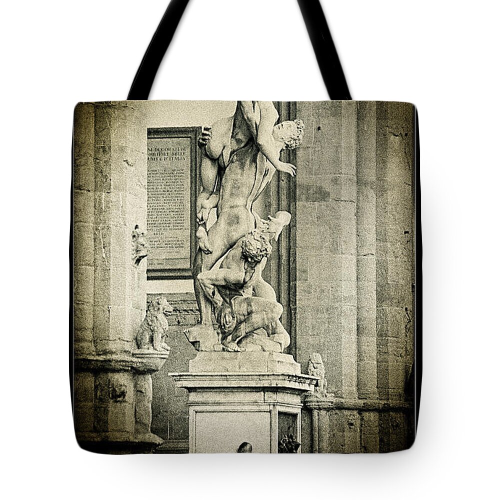 Rape Of The Sabine Women Tote Bag featuring the photograph Rape of the Sabine Women by Weston Westmoreland