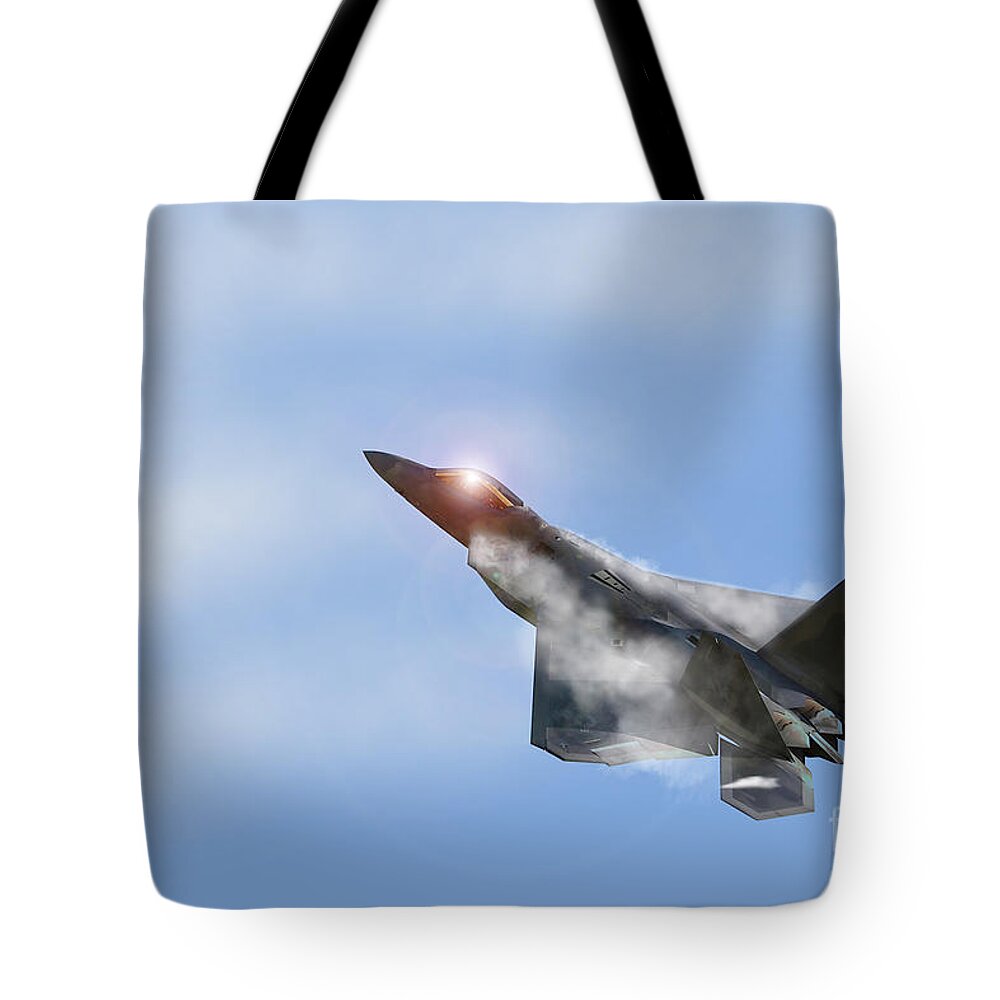 F22 Tote Bag featuring the digital art Raptor Vapour by Airpower Art