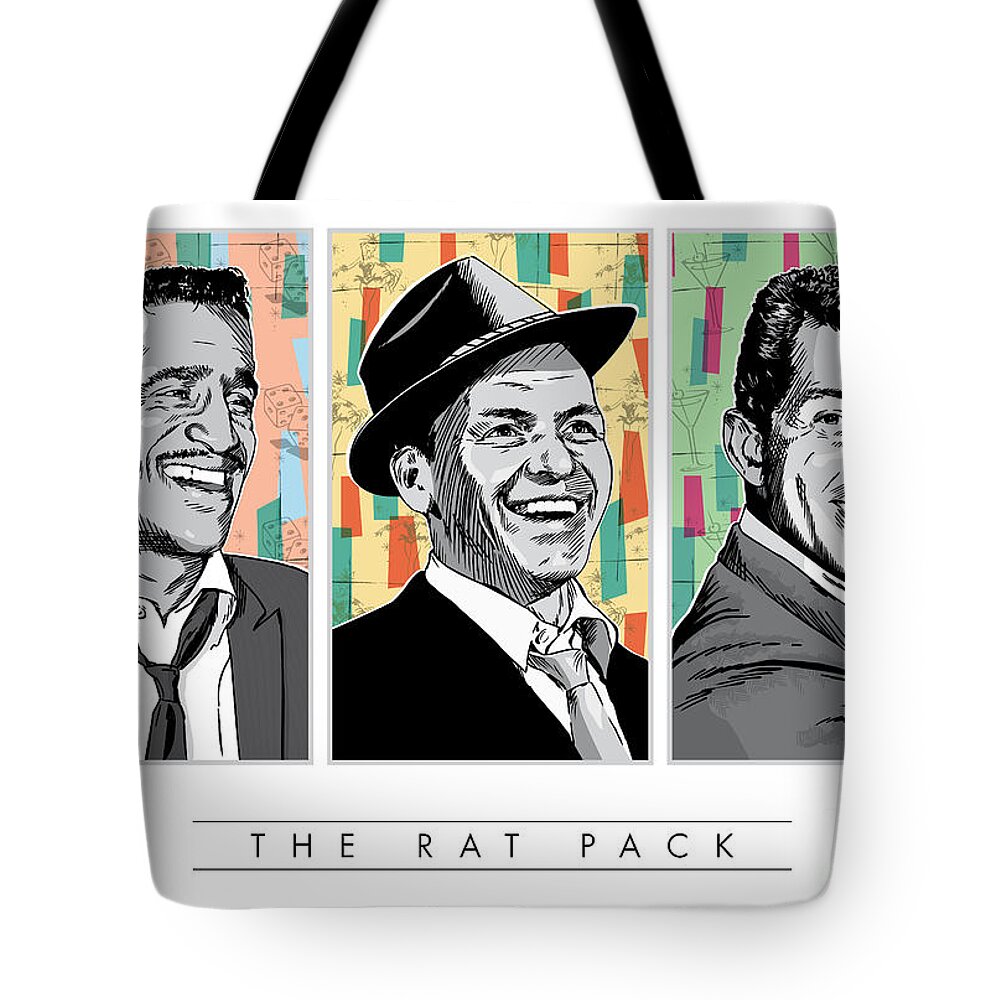 Music Tote Bag featuring the digital art Rat Pack Pop Art by Jim Zahniser