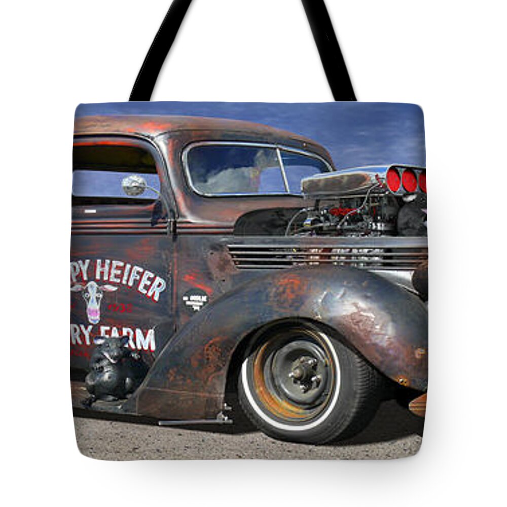 Transportation Tote Bag featuring the photograph Rat Rod on Route 66 3 by Mike McGlothlen