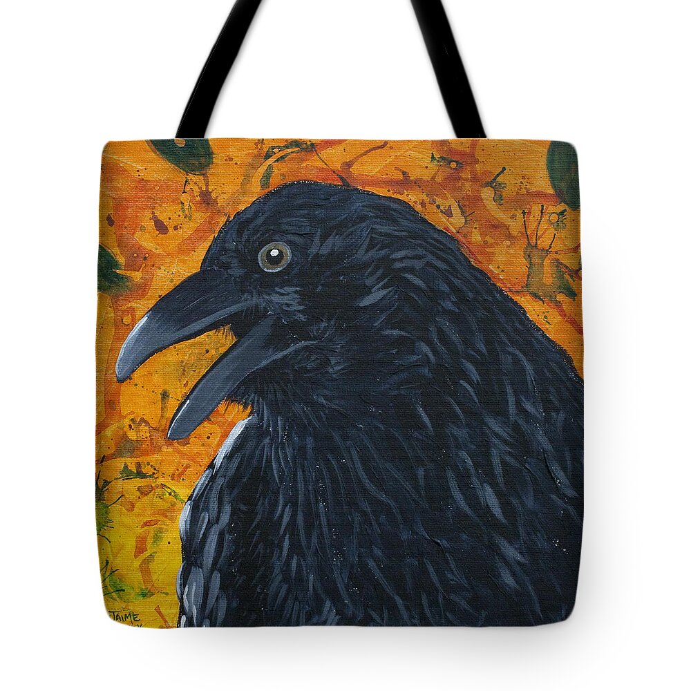 Raven Tote Bag featuring the painting Raven Festival by Jaime Haney