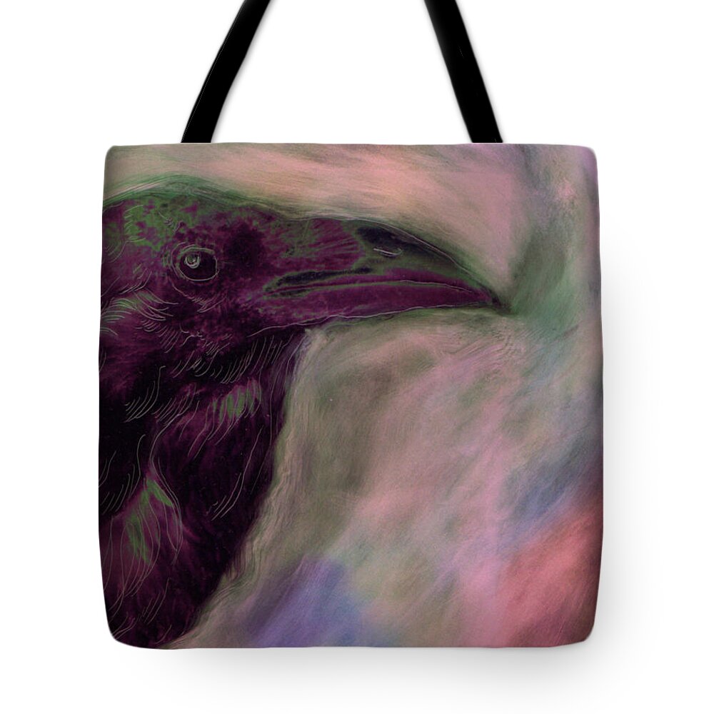 Ravens Crows Totems Mystical Beings Birds Native Tote Bag featuring the painting Raven Moon by FeatherStone Studio Julie A Miller