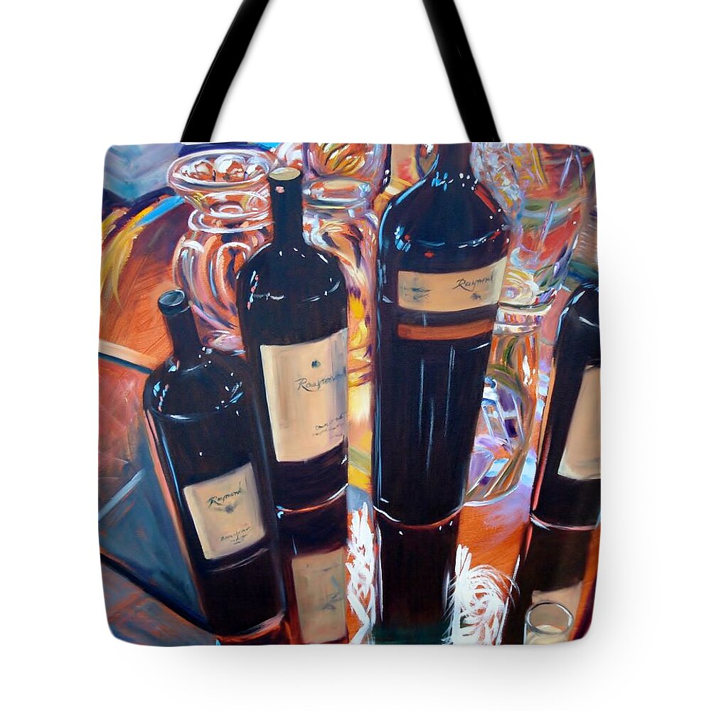 Wine Tote Bag featuring the painting Raymond Vineyards Crystal Cellar by Donna Tuten
