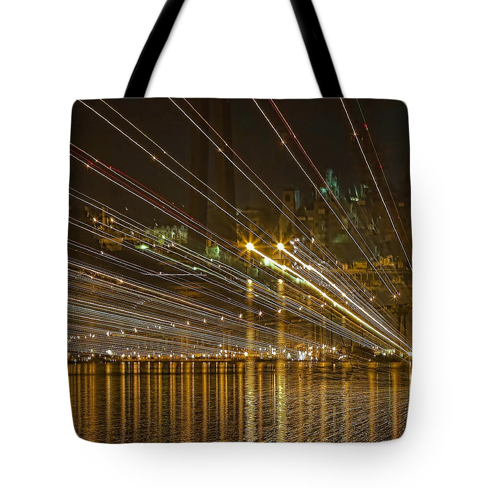 Abstract Tote Bag featuring the photograph Rays Over the Bay by Gary Holmes