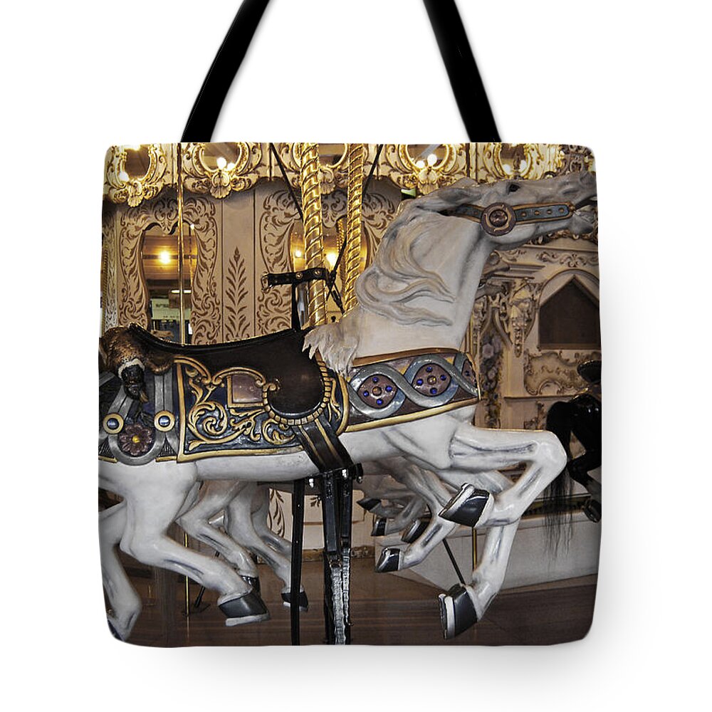 Carousel Horses Tote Bag featuring the photograph Ready 2 Ride by Jani Freimann